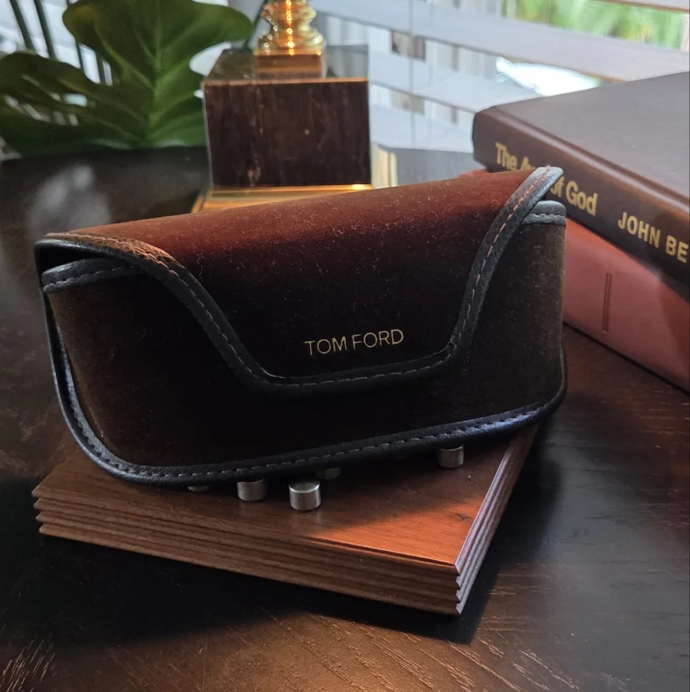 NWOT Tom Ford Black & Gold Aviator Sunglasses, Velvet Case Included